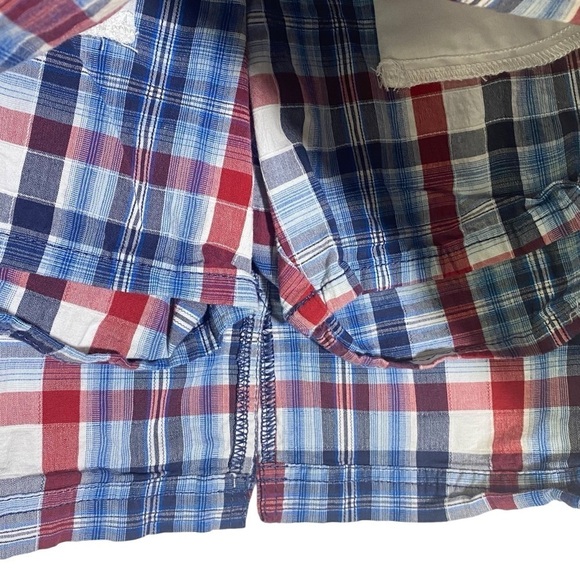 LEE Natural Fit women's size 6 blue white red plaid check cotton skort pockets - Picture 2 of 8